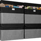 Large 22 Quart Linen Fabric Foldable Storage Bin Cube Organizer Basket with Flip-Top Lid & Handles, Clothes Blanket Box for Home, Office, Closet, Black & Gray, 4 Pack 14.6 x 9.5 x 9.5