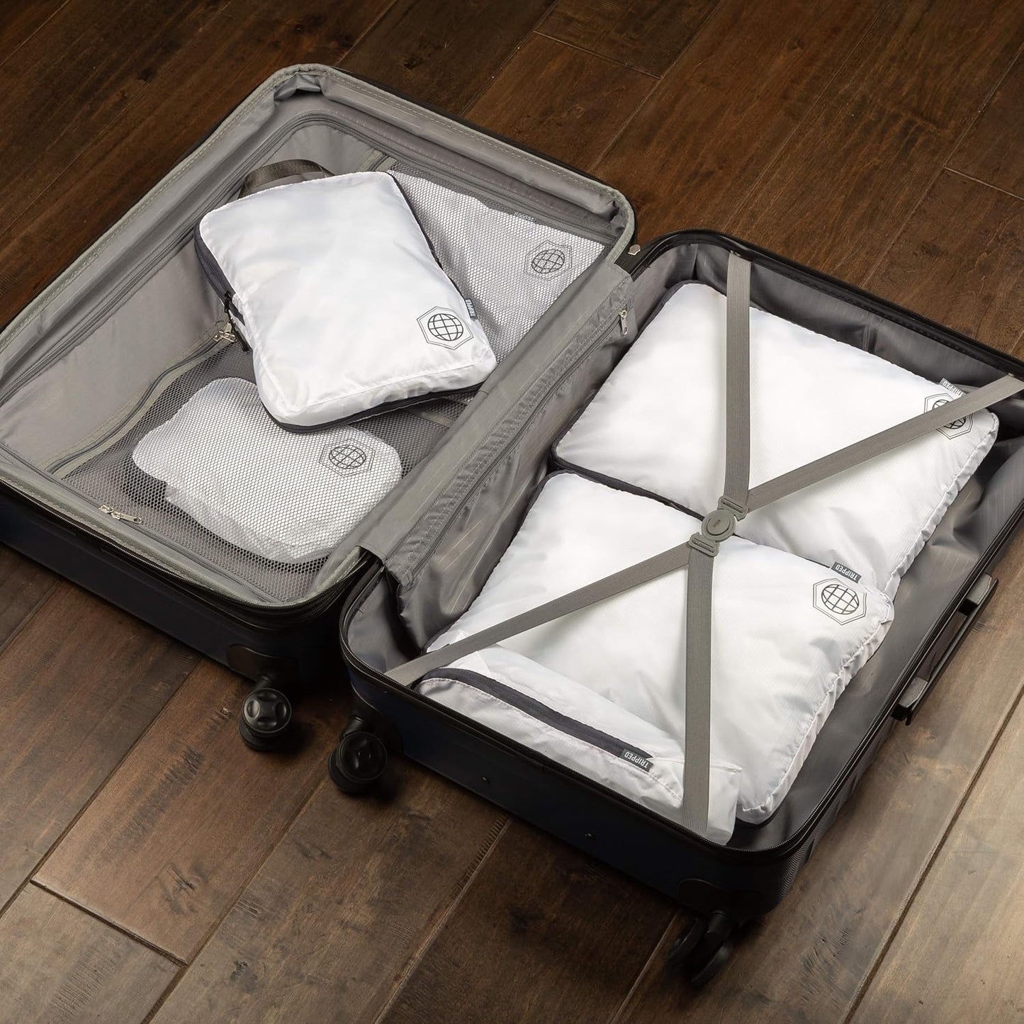 Large Compression Packing Cubes for Travel-Packing Cube Luggage Organizers 4 Piece Set for Checked Luggage-Ultralight, Expandable/Compression Bags by TRIPPED Travel Gear (White 4 Piece) - Roamly