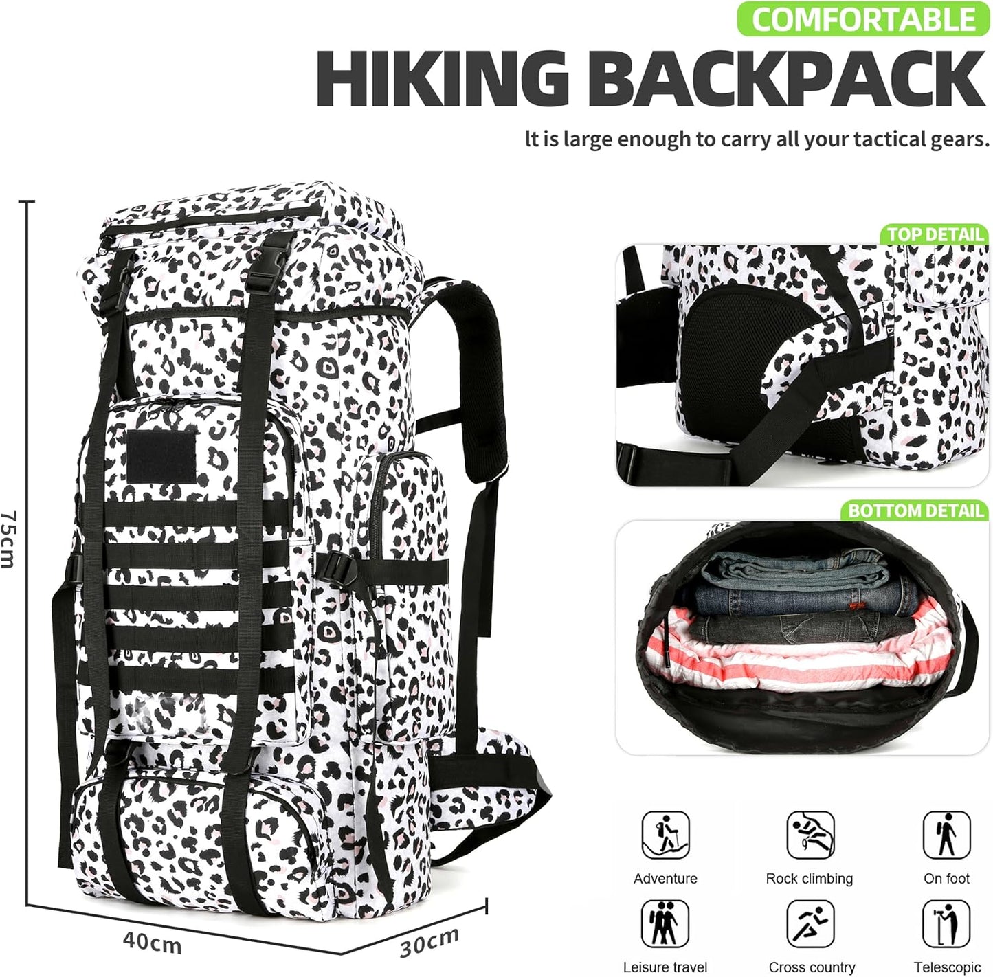King'sGuard 70L Camping Hiking Backpack Tactical Backpack Military Molle Rucksack Backpack for Outdoor - Roamly