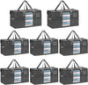 VENO 8 Pack Moving Bags, Comforter and Blanket Storage Bags for Closet, Moving Boxes, Boxes with Lids Alternative, College Dorm Packing Supplies, Foldable Heavy-Duty Tote with Window (Gray, 8 Pack)