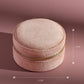 TAIMY Travel Jewelry Box, Mini Round Velvet Travel Jewelry Case for Women Girls, Portable Small Jewelry Travel Organizer Boxes for Rings Earrings Necklaces Bracelets(Blush Peach)