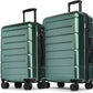 KYME Luggage Sets 2 Piece Hardshell 22"/26" Suitcase with Spinner Wheels Hardside Suitcases Sets with TSA Lock Lightweight Travel Luggage Set with Cup Holder for Women Men Green