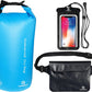 Freegrace Waterproof Dry Bags Set of 3 Dry Bag with 2 Zip Lock Seals & Detachable Shoulder Strap, Waist Pouch & Phone Case - Can Be Submerged Into Water - for Swimming (Sky Blue, 5L)