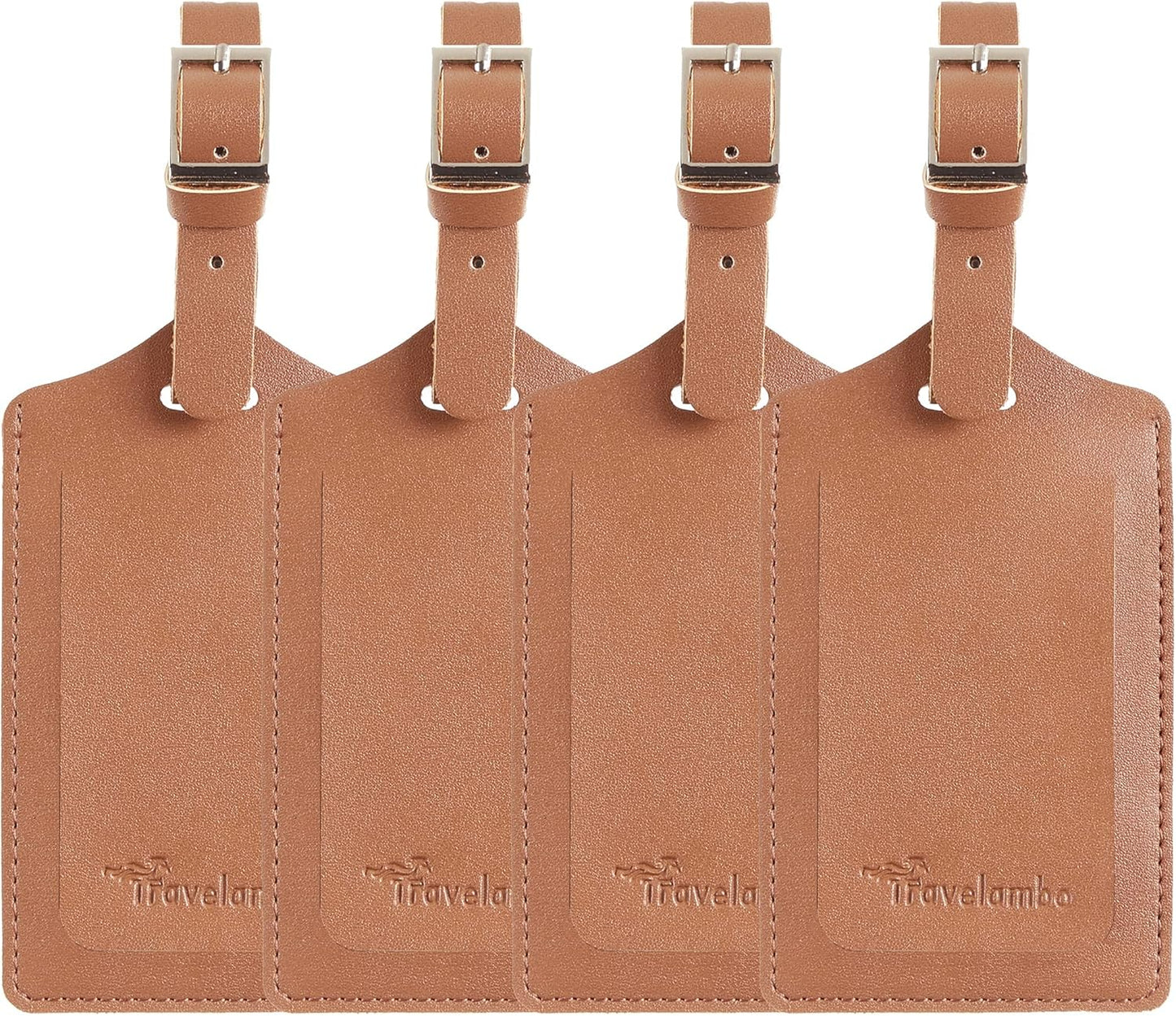 Travelambo Luggage Tags for Suitcases PU Leather Travel Tags Bag Tags Privacy Protection Travel Essentials