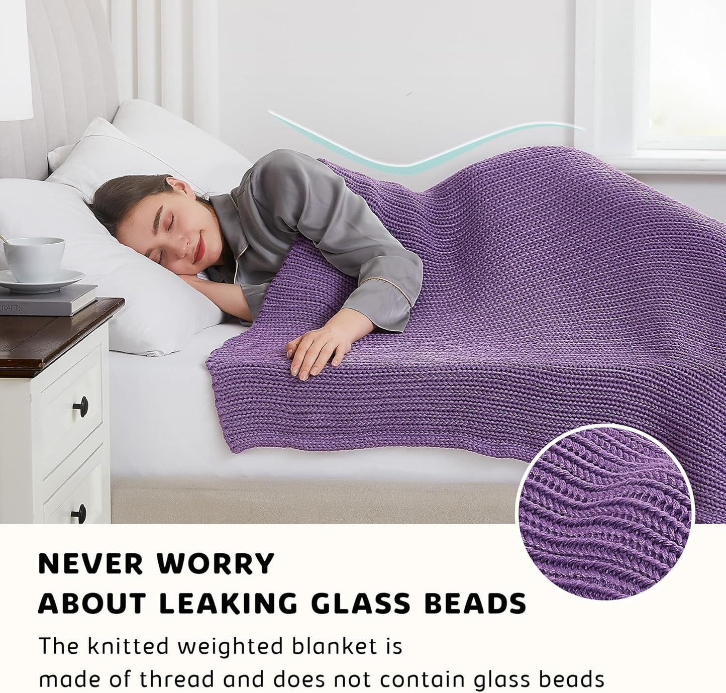 L'AGRATY Knitted Weighted Blanket - 48"x72" 20lbs Cooling Chunky Knit Heavy Blanket for Adults Braided Crochet Throw Thick Cable Yarn Knit Decorative No Beads Evenly Weighted Machine Washable