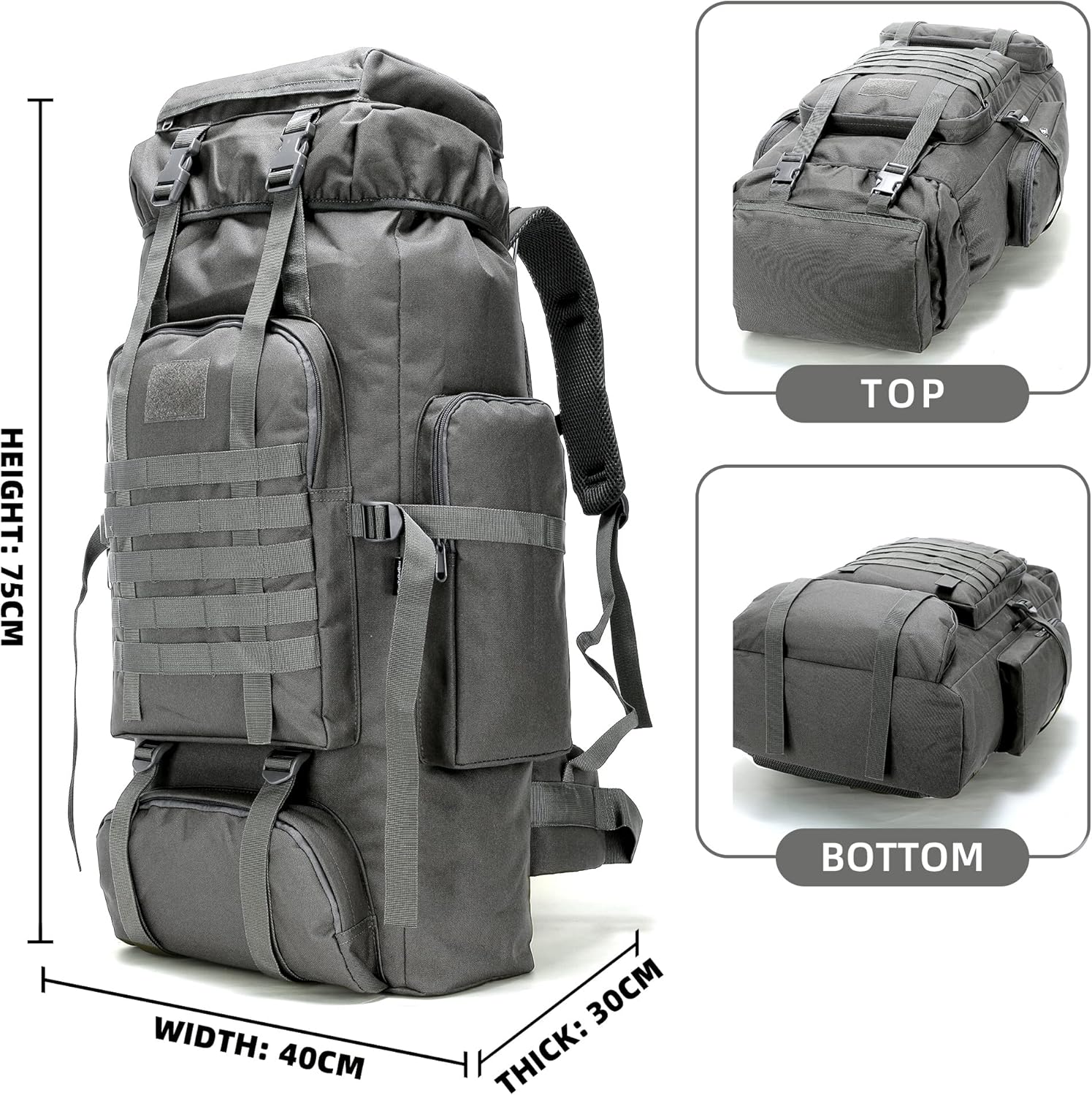 King'sGuard 70L Camping Hiking Backpack Tactical Backpack Military Molle Rucksack Backpack for Outdoor - Roamly