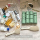 Cadence Travel Containers - Body Care Capsule Set - Magnetic Containers with Lids,Carry On Travel Essentials for Women/Men - 3 Flex Mediums (1.32oz) - Body Wash, Lotion & Sun Icon Labels - Eucalyptus