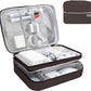 Electronics Organizer,Travel Cord Organizer Pouch, Portable Cable Organizer Bags, Waterproof Electronic Accessories Storage Case for Cables, Cords, Charger, Phone (Three Layer-Brown)
