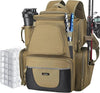 Piscifun Fishing Backpack with 2 Rod Holders & 4 Tackle Boxes, Large Tackle Storage Bag With Rain Cover for Fishing Gear