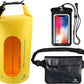 Freegrace Waterproof Dry Bags Set Of 3 Dry Bag With 2 Zip Lock Seals & Detachable Shoulder Strap, Waist Pouch & Phone Case - Can Be Submerged Into Water - For Swimming (Yellow(Window), 5L)