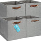 OrganiHaus 13x13 Cube Fabric Storage Bins Set of 4, Fabric Storage Cubes w/ Vegan Handles, 13 inch Collapsible Bins for Clothes & Toy Organizer, Cubbies Organizer, 13x13 Basket for Decor - Grey