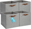 OrganiHaus 13x13 Cube Fabric Storage Bins Set of 4, Fabric Storage Cubes w/ Vegan Handles, 13 inch Collapsible Bins for Clothes & Toy Organizer, Cubbies Organizer, 13x13 Basket for Decor - Grey