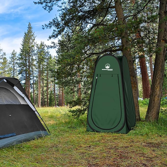 Wakeman Pop Up Changing Tent, 3.3 x 3.3 x 6.2ft, Camping Shower Tent for Portable Toilet Stall or Dressing Room with Carry Bag for Camping, Beach, or Tailgate, Polyester