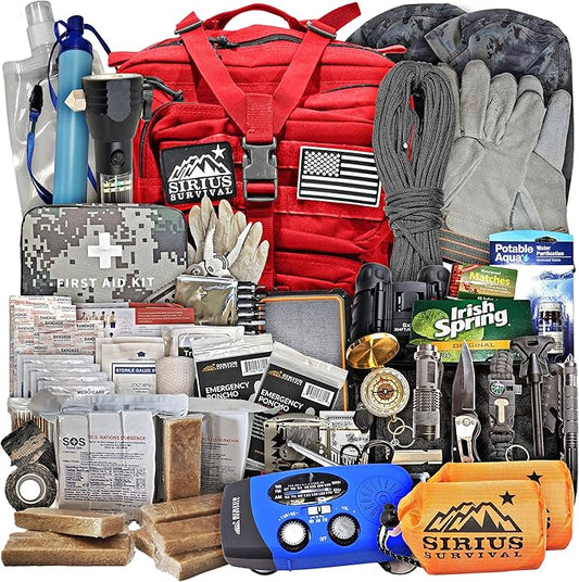 Sirius: Pre-Packed Bug Out Bag - 72 Hour Kit for 2 People - Bugout Backpack Survival Kit - Premium 50L Go Bag Tactical Backpack - Essential Bug Out Gear - Upgraded Survival Backpack