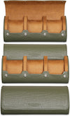 ROTHWELL Watch Roll Travel Case for 3 Watches | Tough Portable Protection, Fits All Wrist Watch & Smart Watches Up to 50mm (Green/Tan)