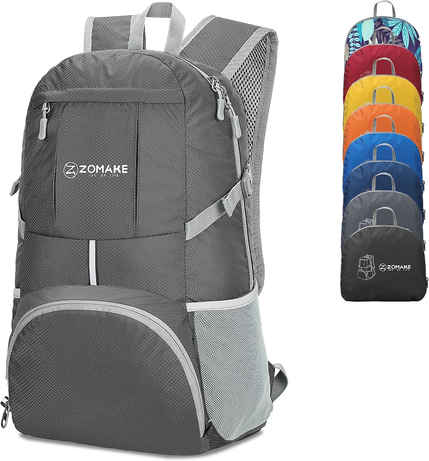 ZOMAKE Lightweight Packable Backpack 35L, Light Foldable Backpacks Water Resistant Collapsible Hiking Bag, Compact Folding Day Pack for Travel Camping(Dimgray) - Roamly