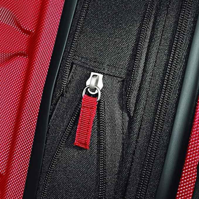 Samsonite Omni PC Hardside Expandable Luggage with Spinner Wheels, Checked-Large 28-Inch, Red
