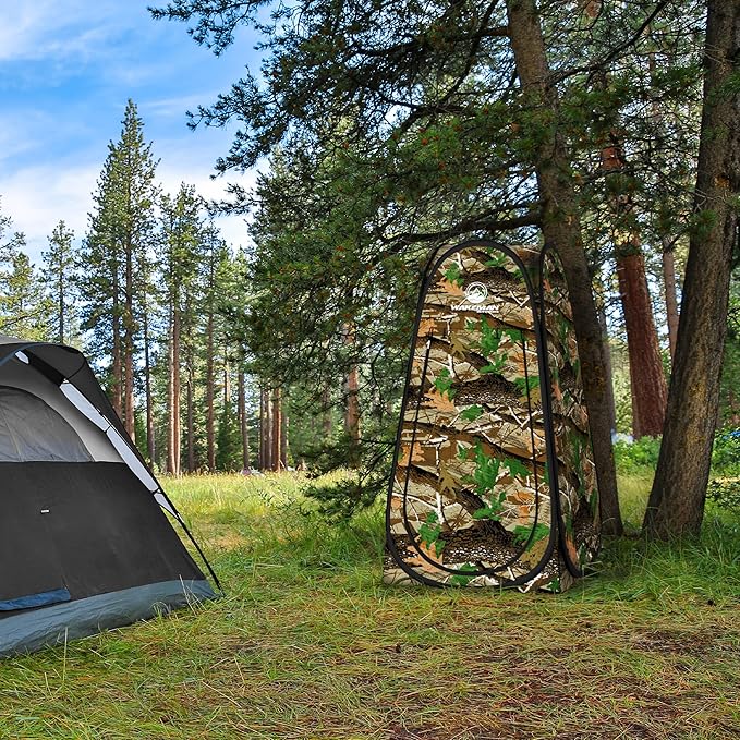 Wakeman Pop Up Changing Tent, 3.3 x 3.3 x 6.2ft, Camping Shower Tent for Portable Toilet Stall or Dressing Room with Carry Bag for Camping, Beach, or Tailgate, Polyester