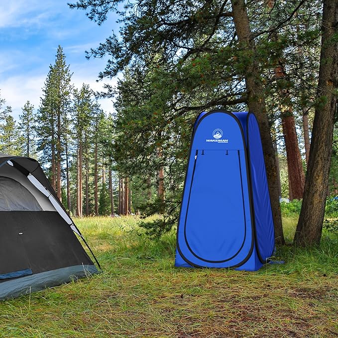 Wakeman Pop Up Changing Tent, 3.3 x 3.3 x 6.2ft, Camping Shower Tent for Portable Toilet Stall or Dressing Room with Carry Bag for Camping, Beach, or Tailgate, Polyester