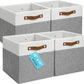 OrganiHaus 12x12 Fabric Storage Bins - Set of 4, Cube Fabric Organizer Bins with Vegan Handles, Kallax Storage Cubes, Cubbies Organizer Boxes, 12Inch Cubic Baskets for Shelves - Grey / White