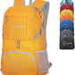 ZOMAKE Lightweight Packable Backpack 35L, Light Foldable Backpacks Water Resistant Collapsible Hiking Bag, Compact Folding Day Pack for Travel Camping(Yellow)