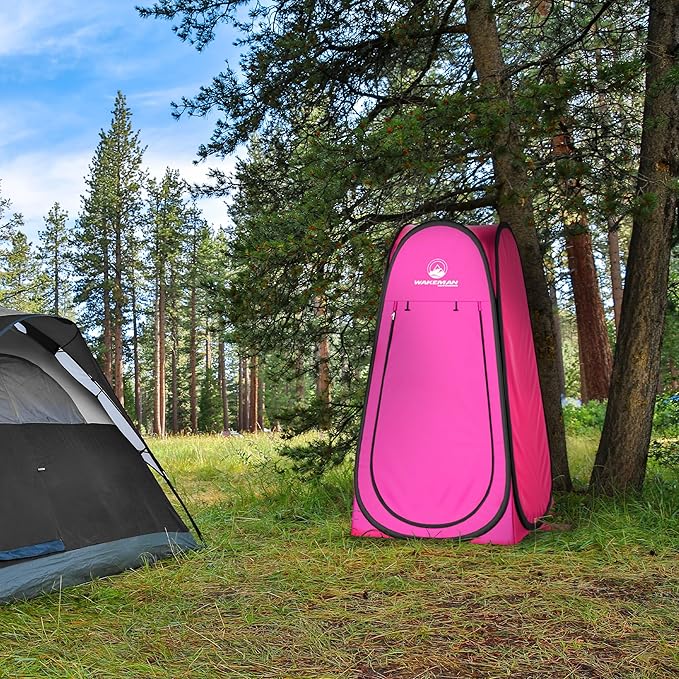 Wakeman Pop Up Changing Tent, 3.3 x 3.3 x 6.2ft, Camping Shower Tent for Portable Toilet Stall or Dressing Room with Carry Bag for Camping, Beach, or Tailgate, Polyester