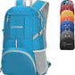 ZOMAKE Lightweight Packable Backpack 35L, Light Foldable Backpacks Water Resistant Collapsible Hiking Bag, Compact Folding Day Pack for Travel Camping(Light Blue) - Roamly