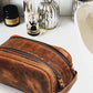 10" Premium Leather Toiletry Travel Pouch With Waterproof Lining | King-Size Handcrafted Vintage Dopp - Kit ~ Gift for Father's Day By Aaron Leather Goods (Copper) - Roamly