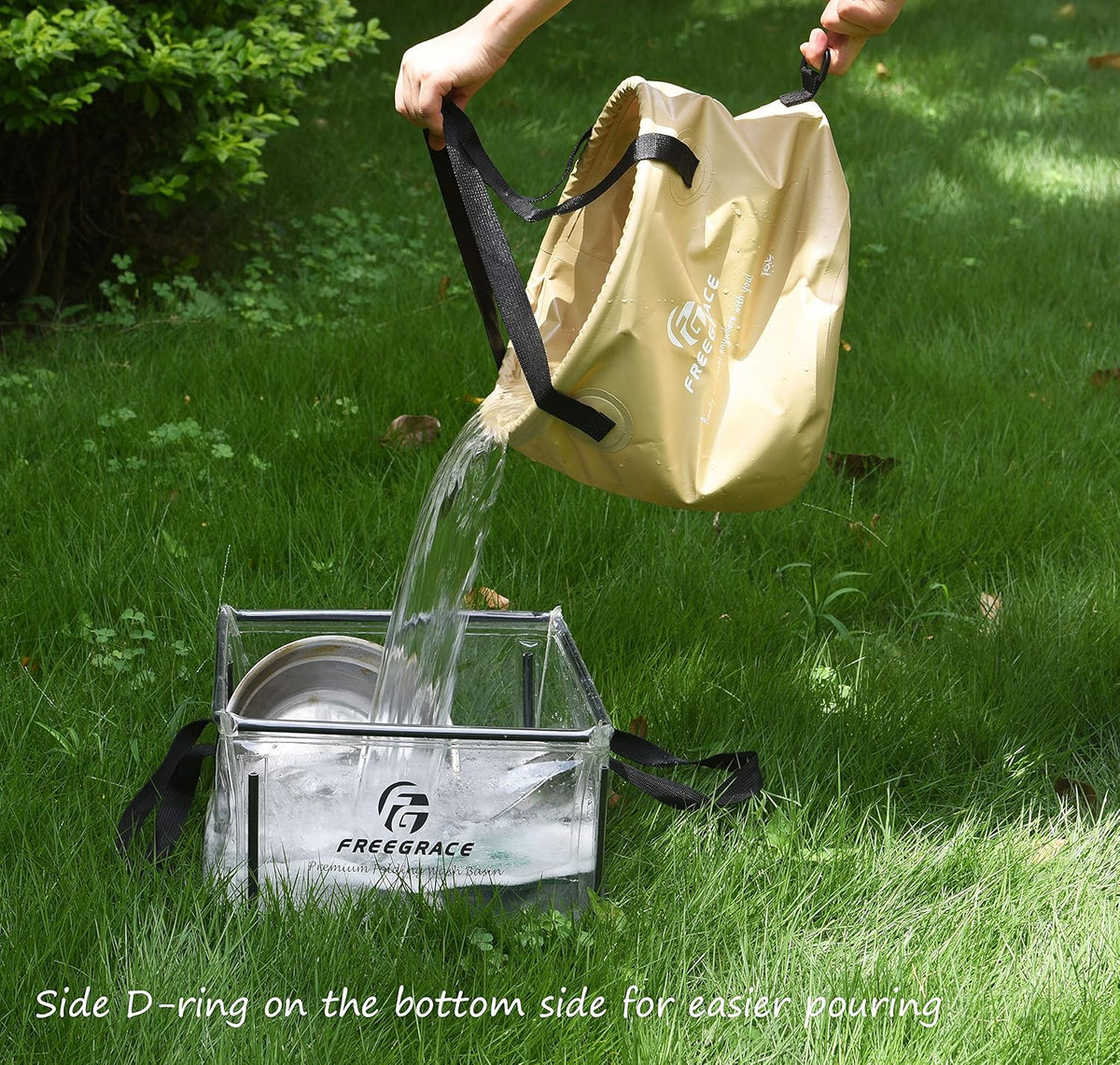 Premium Collapsible Bucket by Freegrace - Compact Portable Folding Water Container - Lightweight & Durable - Includes Handy Tool Mesh Pocket