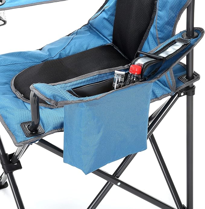 Arrowhead Outdoor Portable Folding Camping Quad Chair w/ 4-Can Cooler, Cup-Holder, Heavy-Duty Carrying Bag w/Easy Carry Shoulder Strap, Padded Armrests, Supports up to 330lbs, USA-Based Support