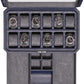 ROTHWELL 12 Slot Leather Watch Box with Valet Drawer - 12 Slot Luxury Watch Case Display Organizer, Microsuede Liner, Mens Accessories Holder, Jewelry Case, Jewelry Display Organizer (Dark Blue/Grey)